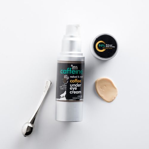 MCaffeine Naked and Raw Coffee Under Eye Cream - Relieves Dark Circles with Free Under Eye Roller image