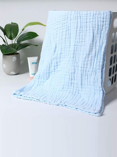 Moms Home Super Soft Absorbent Muslin 6 Layer Towel - Blue image