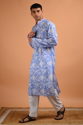 Azure Hand Block Kurta image