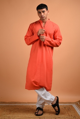 Coral Cotton Kurta image