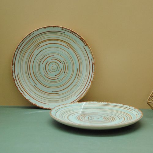 Green Quarter Plates In Spiral Design - Set Of 2 image