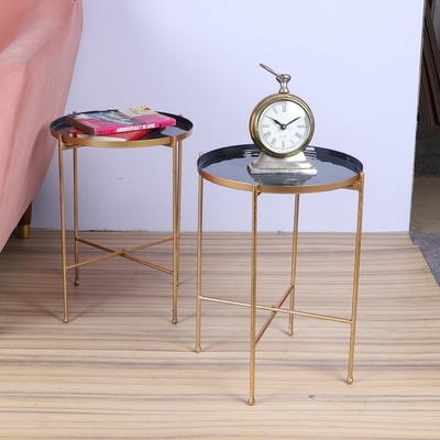 Grey & Gold Foldable Table Set of 2 image