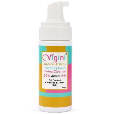 Vigini 30% Actives Anti-Acne Oil Control Foaming Toner Deep Cleanser Soap Free Face Wash Men Women Boys Girls (150 Ml) image