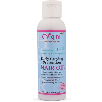Vigini Natural Early Anti-Grey Prevention Hair Oil For Men Women (100 Ml) image