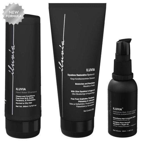 iluvia-Professional-Intensive-Haircare-Liquid-Hair-Serum-50ml-|-Smoothen,-Detangle,-Adds-Shine-|-Tames-frizz,-Combats-Dryness-|-Recyclable-Eco-friendly-packaging-Professional-Haircare-System-…-3-Items-in-the-set-