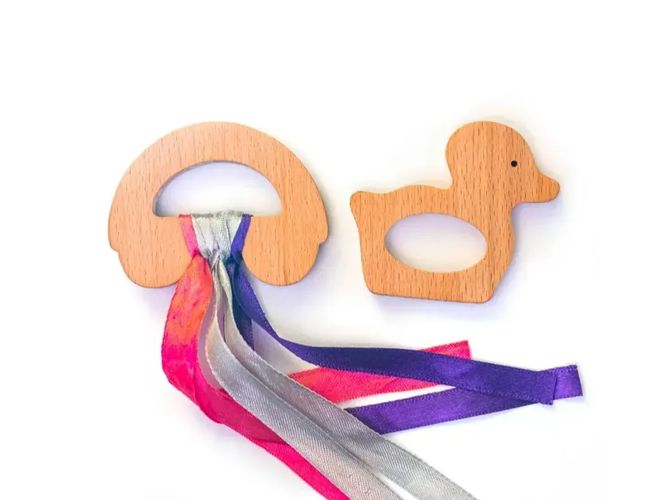 Wooden-teether-cum-rattle---Duck-and-Car-